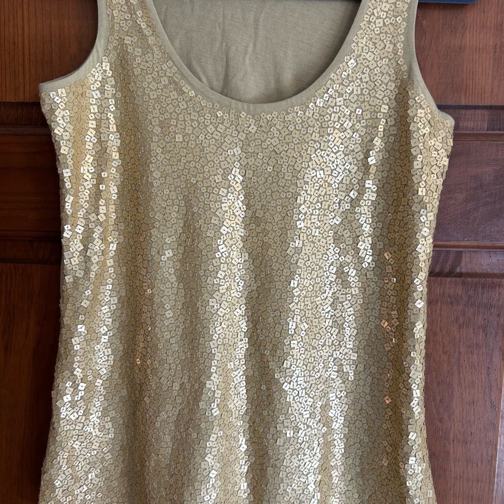 Garnet Hill Gold Sequin Tank Top